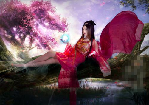 古装红衣美女图片