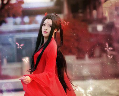 古装红衣美女图片