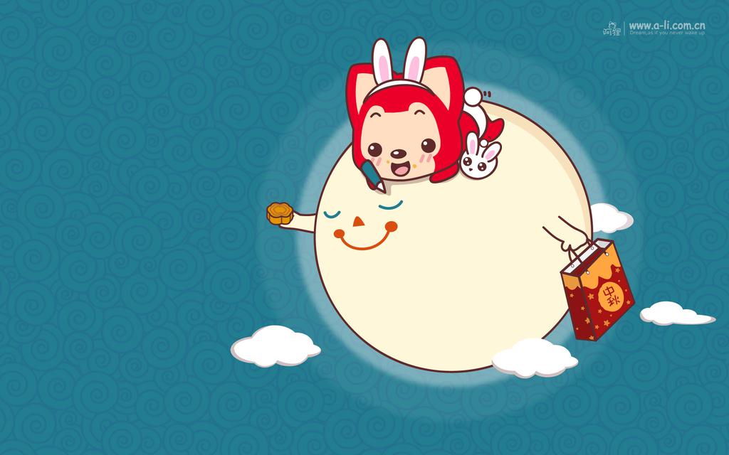 卡通人物过中秋节