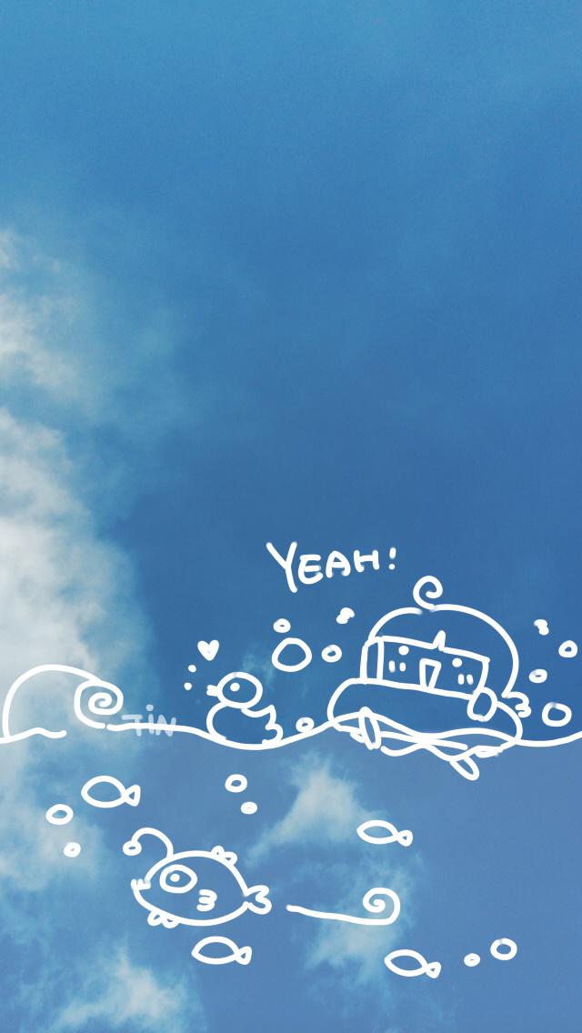 蓝天白云简约卡通