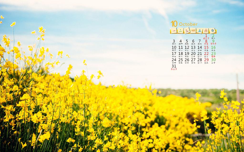 2016年10月清新日历