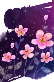 中国风水墨笔触植物-2