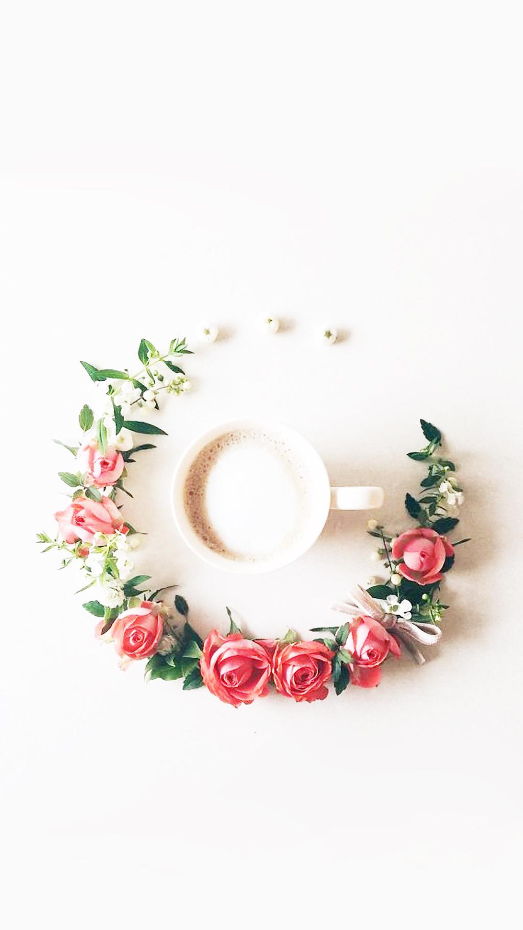 简约创意花环咖啡手机壁纸