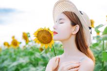 向日葵美女清新户外写真