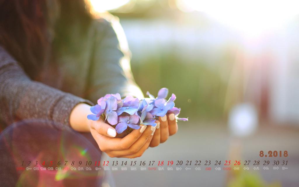2018年8月日历时光记忆
