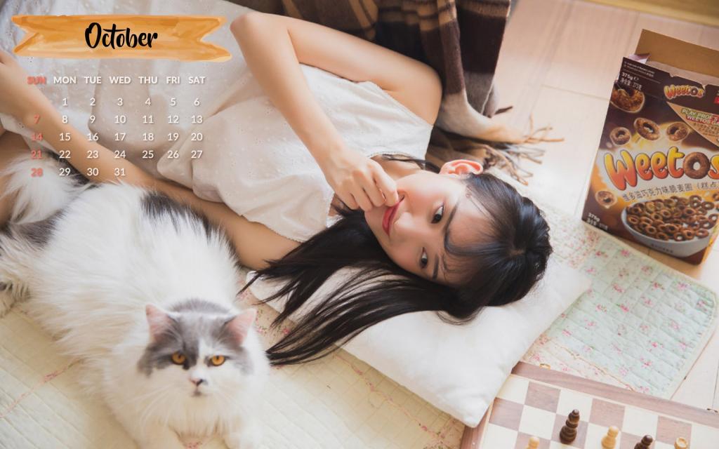 2018年10月清纯美女文艺写真日历