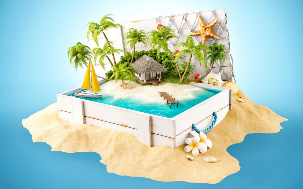 精美3D立体小岛创意设计