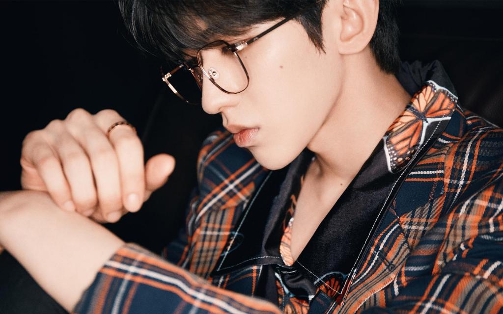 蔡徐坤格子西装金丝眼镜文艺帅气时尚迷人写真