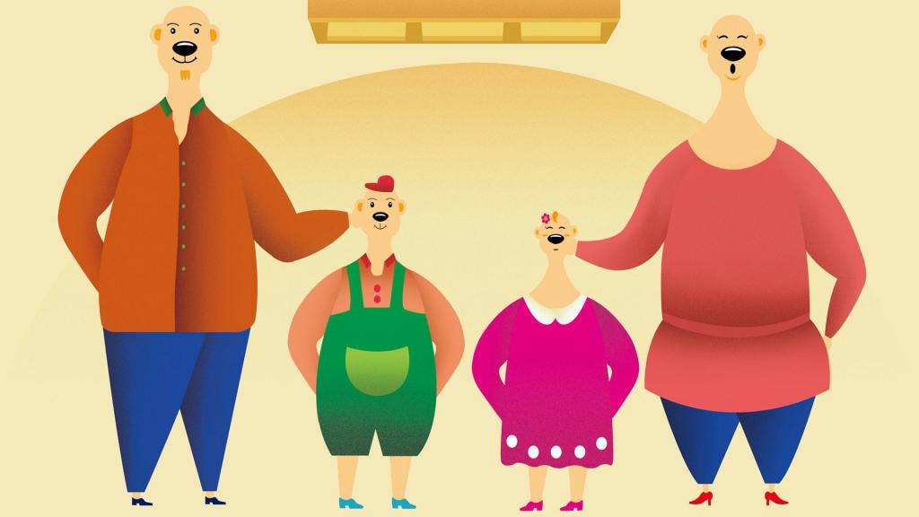 一家四口幸福温馨卡通图片