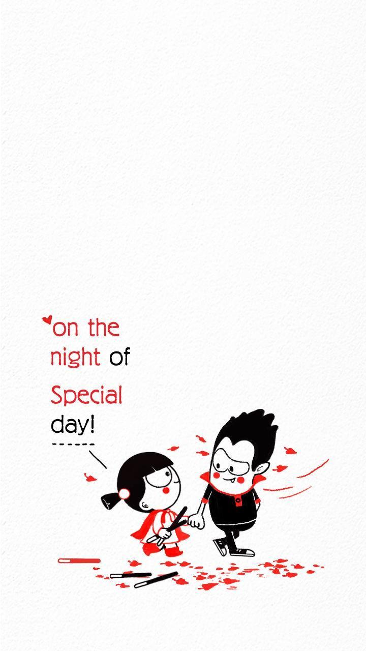 双十二甜蜜浪漫卡通插画手机壁纸