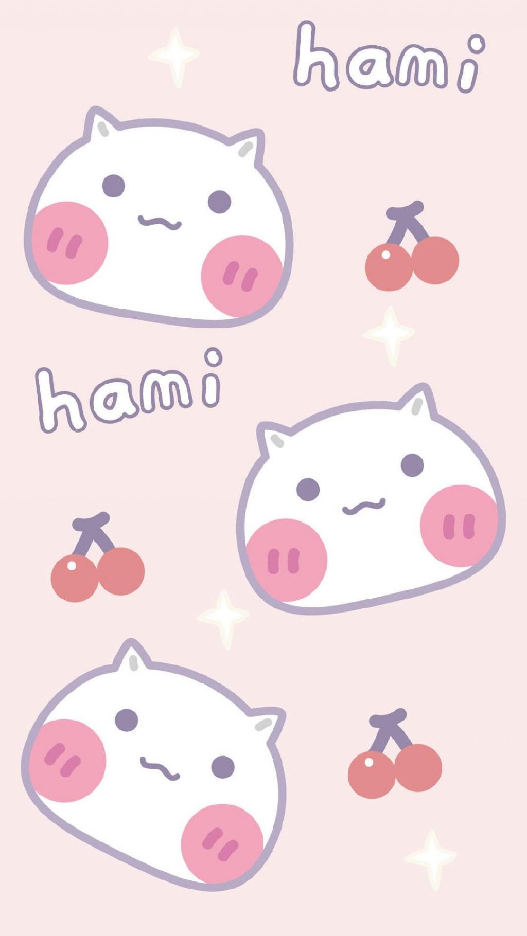 少女心可爱卡通哈咪猫手绘插画