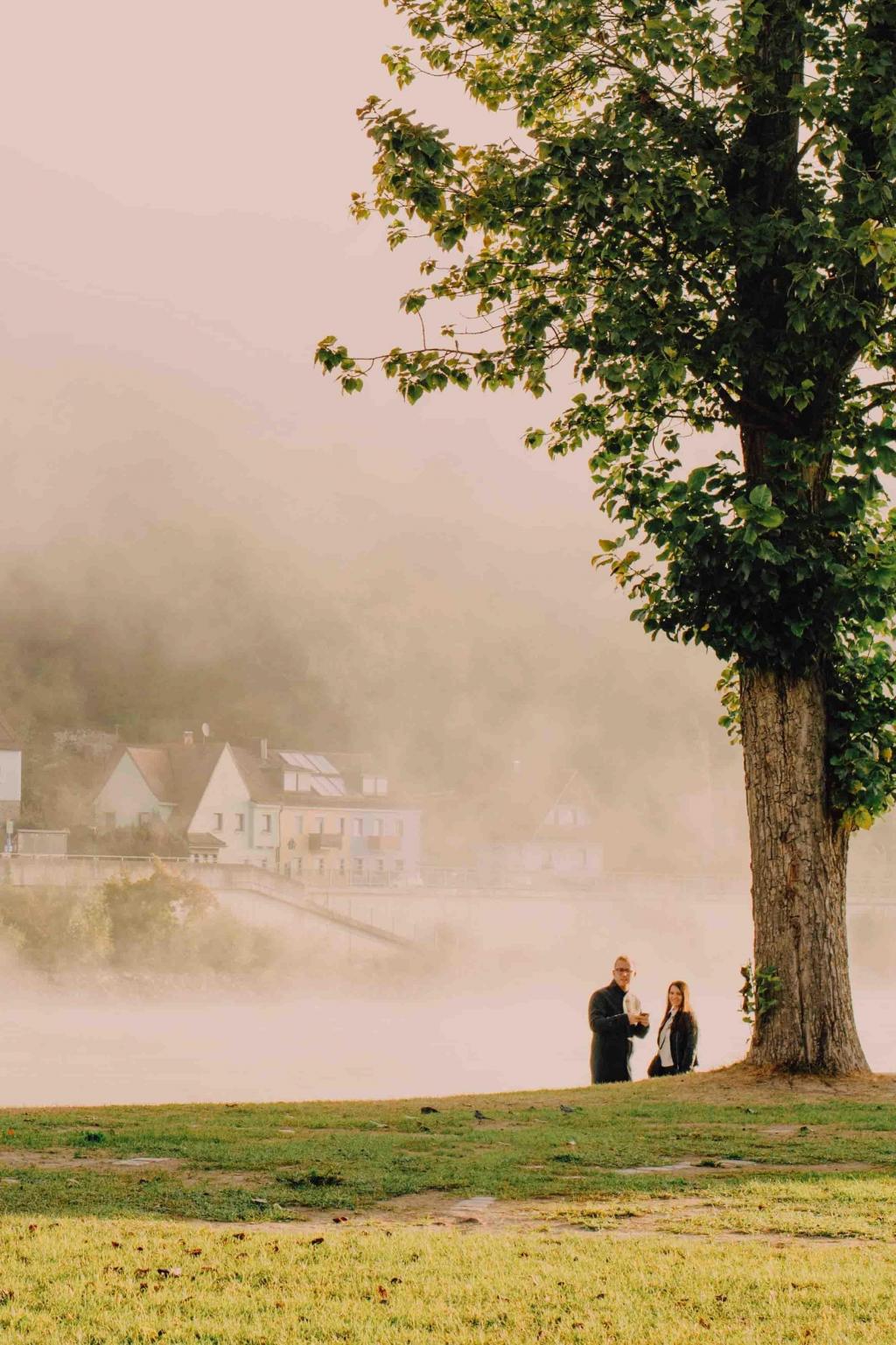 多瑙河畔金色清晨唯美风光