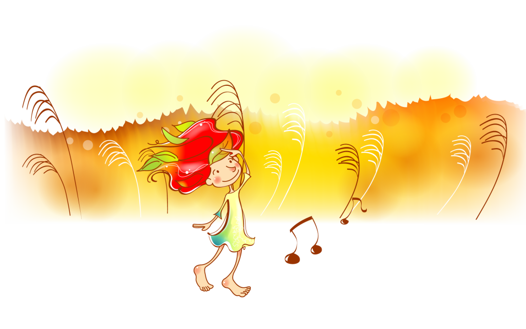 矢量金色秋天儿童