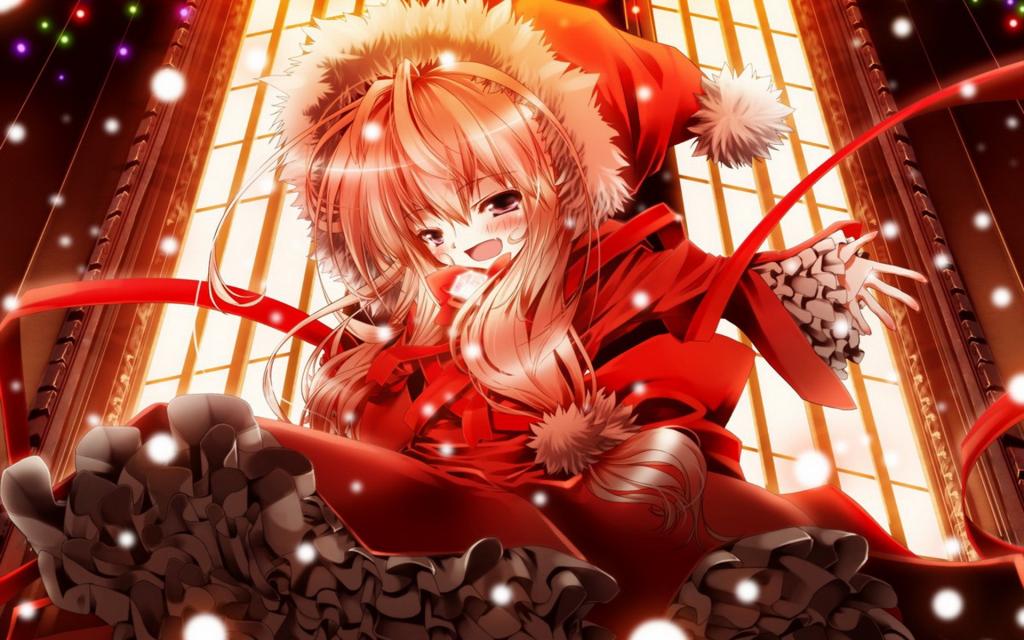 圣诞红色喜庆动漫美女