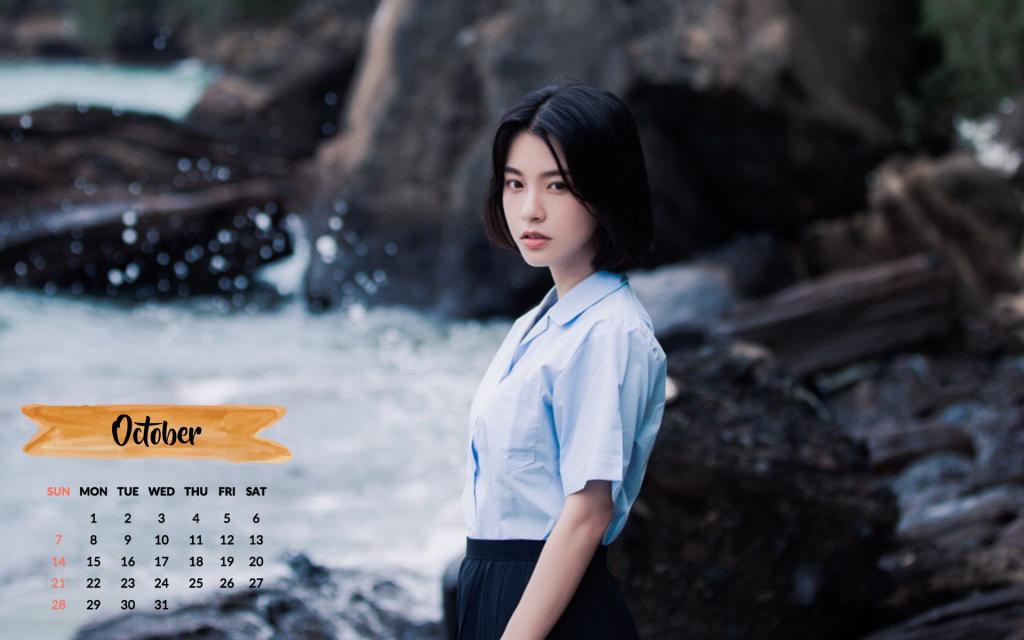 2018年10月制服美女迷人写真日历