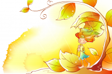 矢量金色秋天儿童