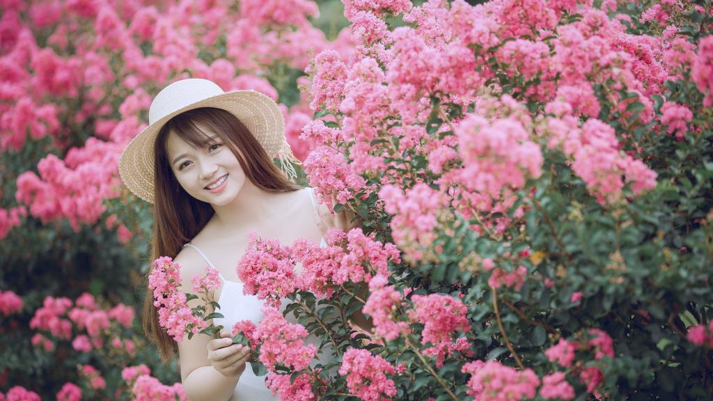 花开的季节里,美人如花