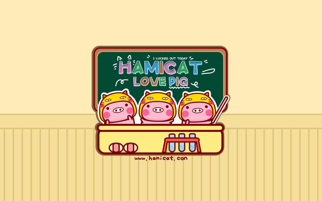 哈咪猫与小猪可爱卡通图片