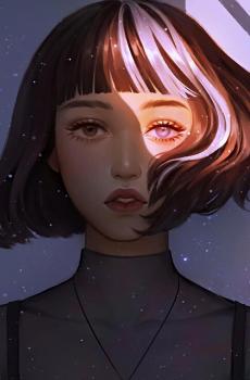 手绘唯美女生插画-1