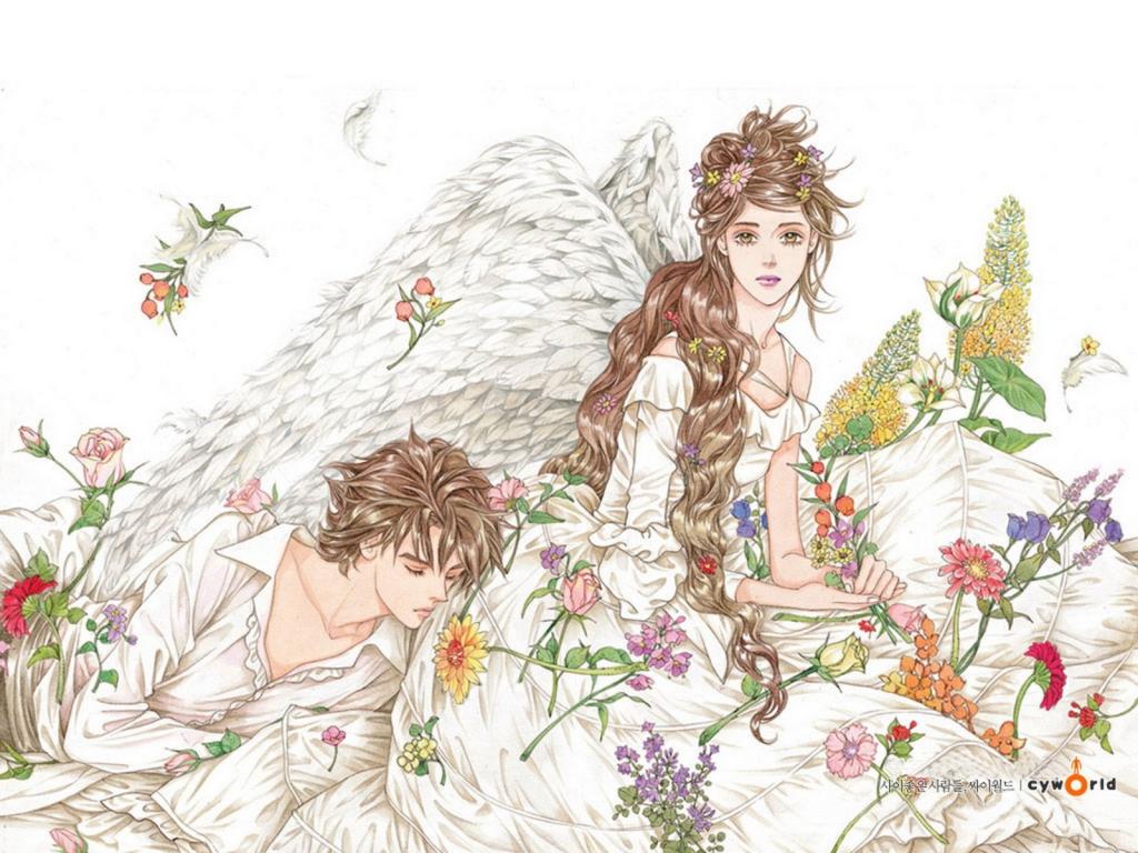 手绘恋爱中的情侣插画