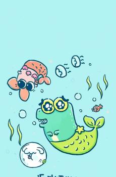 可爱的小鳄鱼卡通形象手机壁纸-1