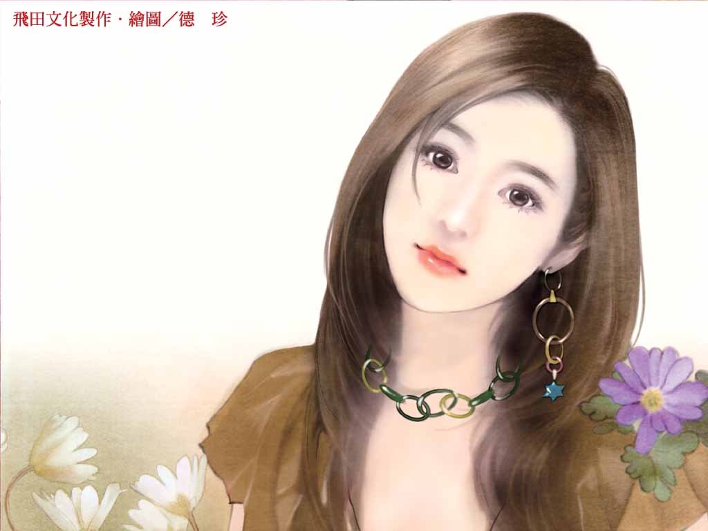 手绘美女微微