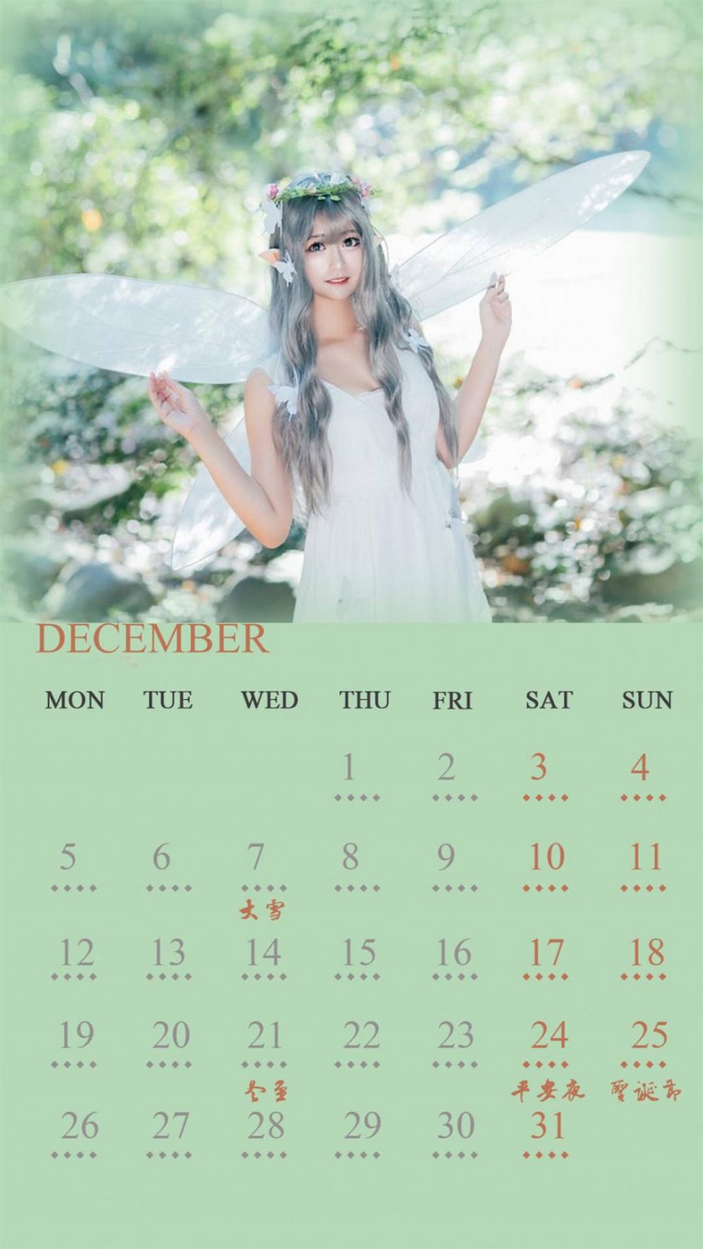 2016年12月小清新美女日历