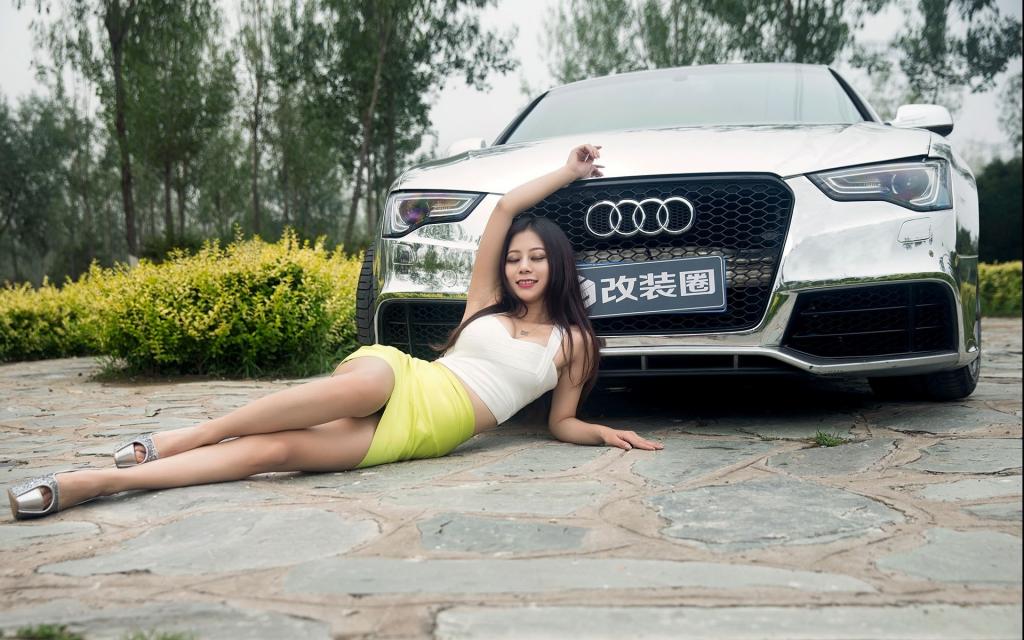 帅气奥迪A5超短裙美女嫩模图片