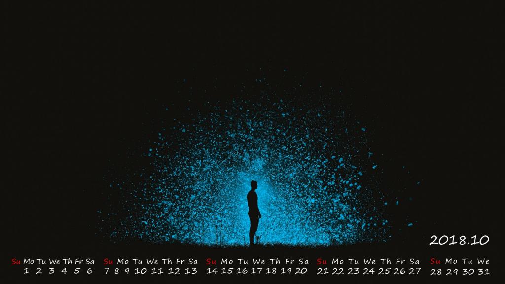 2018年10月孤独一个人意境图片日历