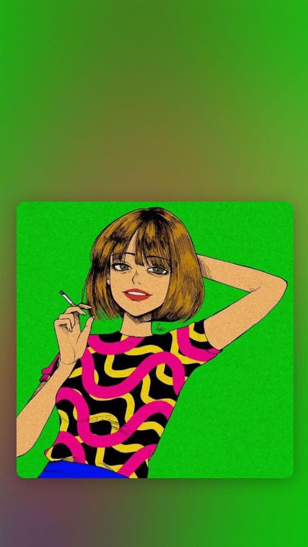 卡通美女画中画风格