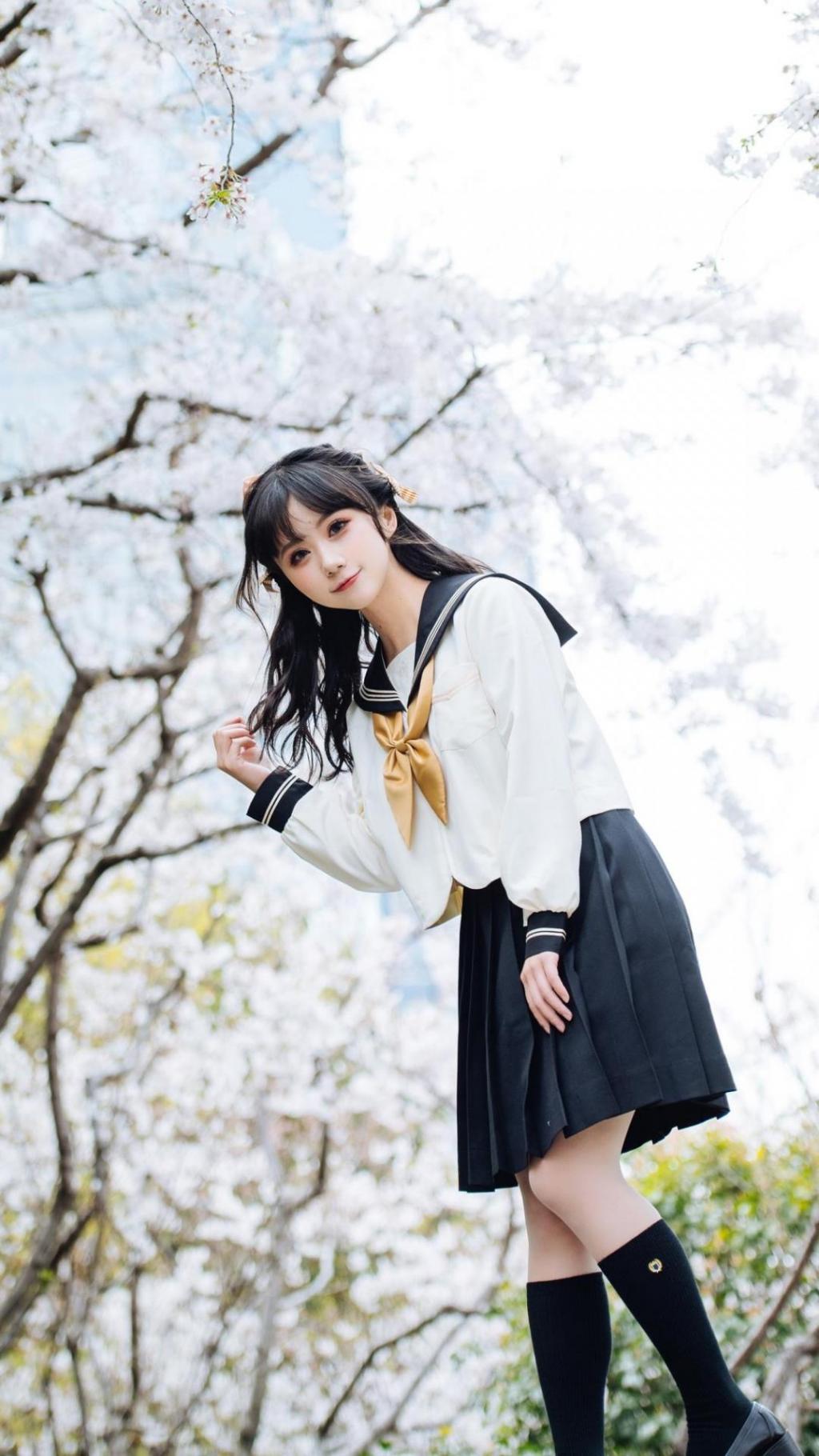 樱花树下唯美甜美jk制服少女天真可爱迷人写真