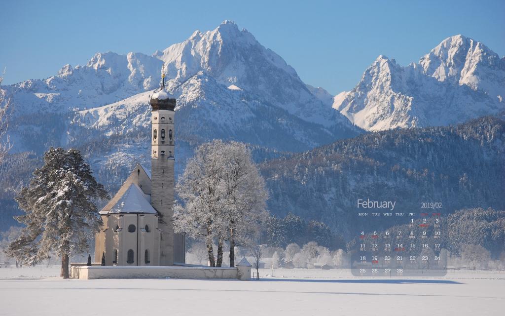 2019年2月寺庙教堂唯美摄影日历