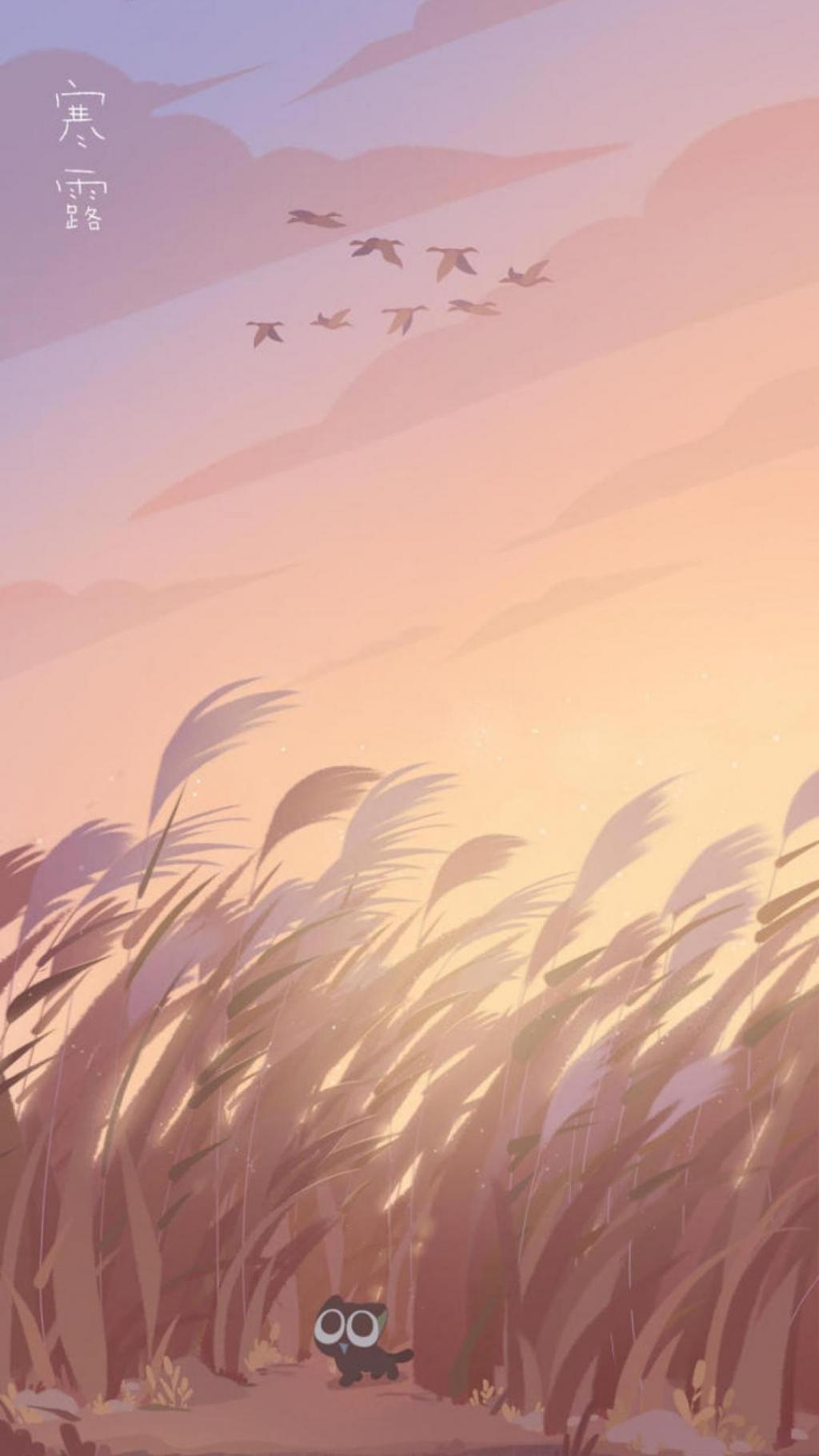 寒露节气唯美插画