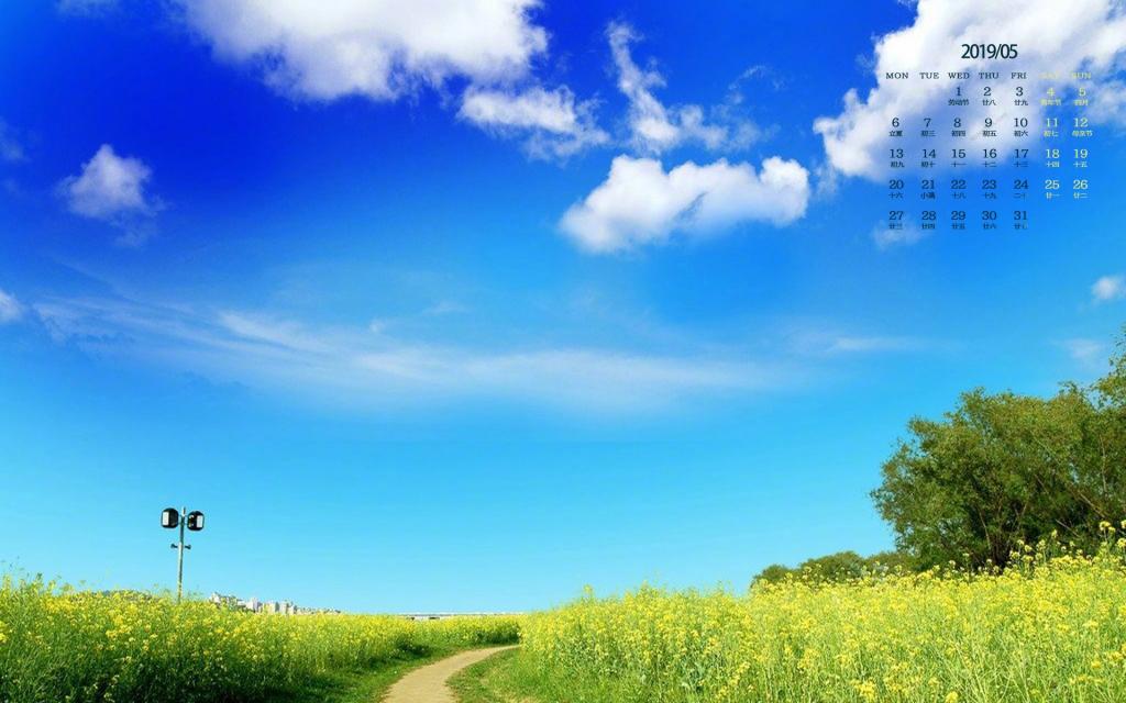 2019年5月小清新草原风景日历