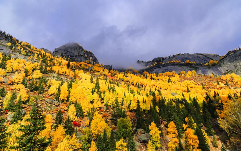 秋季的可可托海景色