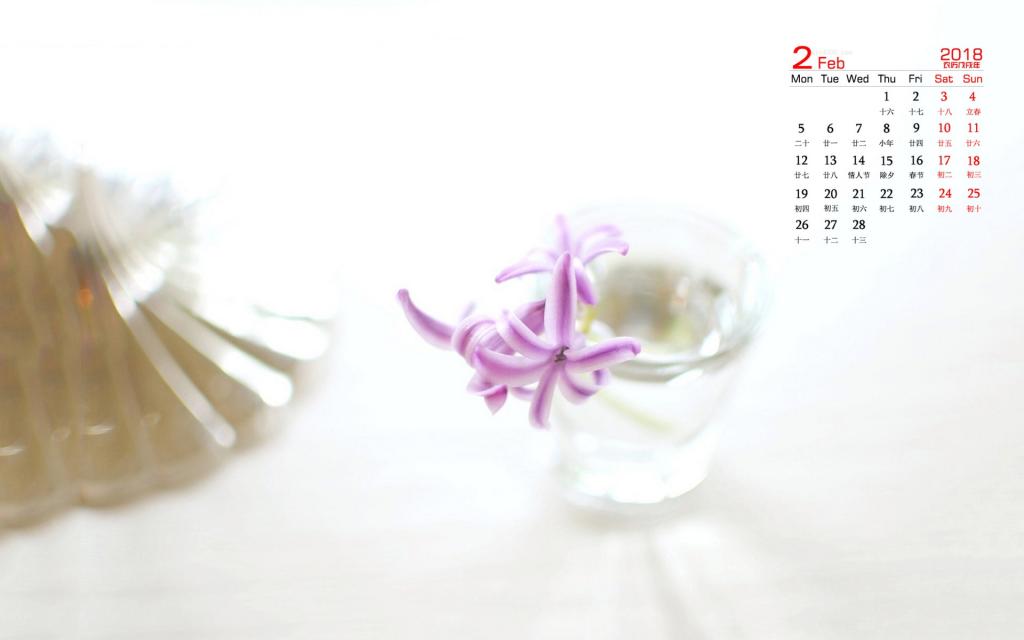 2018年2月室内静物风景日历