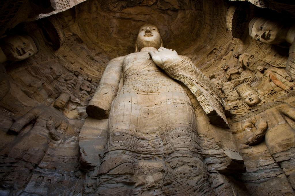 壮丽的山西大同云冈石窟图片