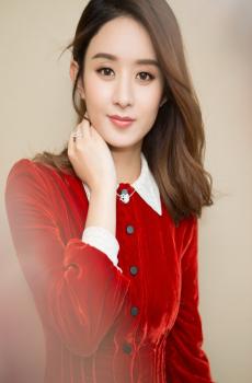 赵丽颖温柔红裙写真-2