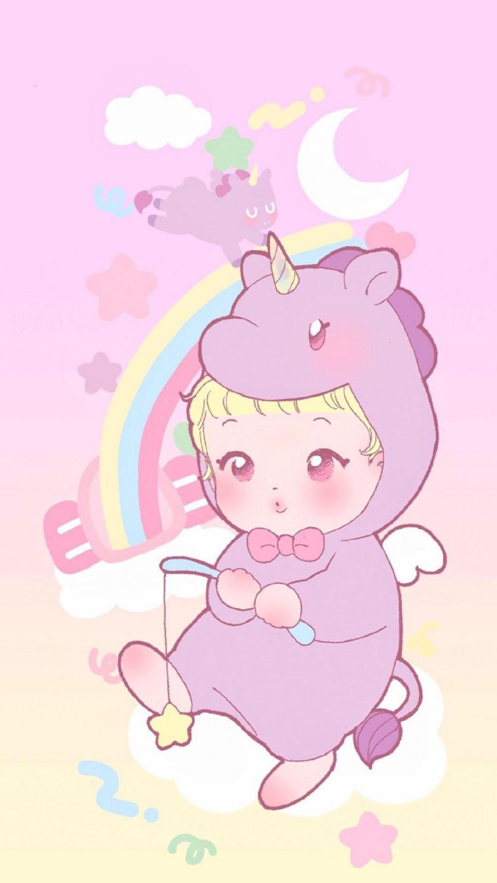 粉色系少女可爱卡通插画