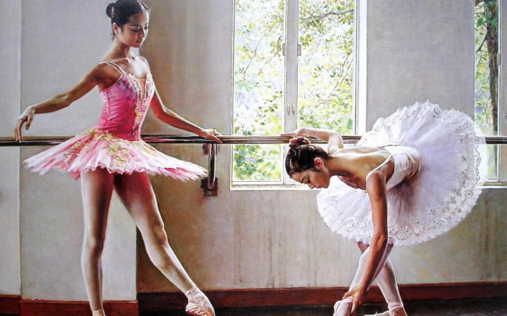 芭蕾舞女孩油画