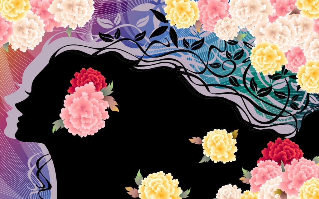 矢量优美女人花