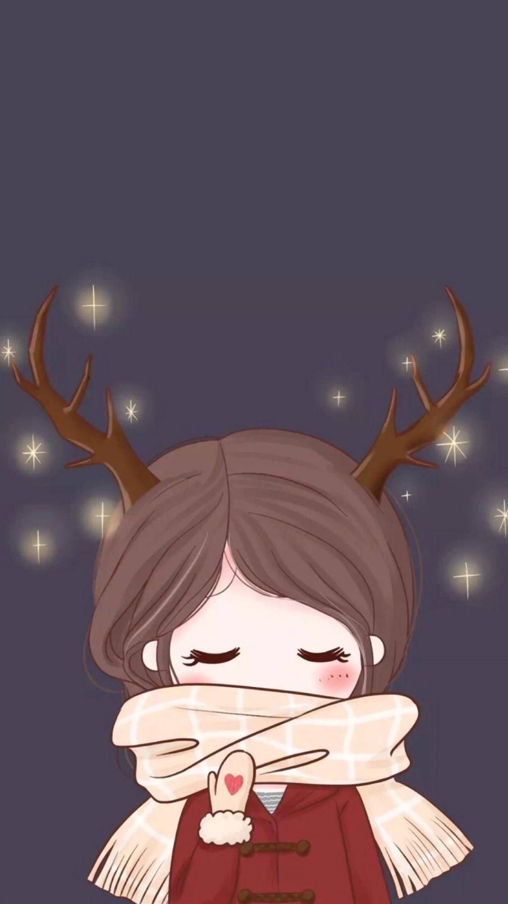 一左一右可爱情侣插画