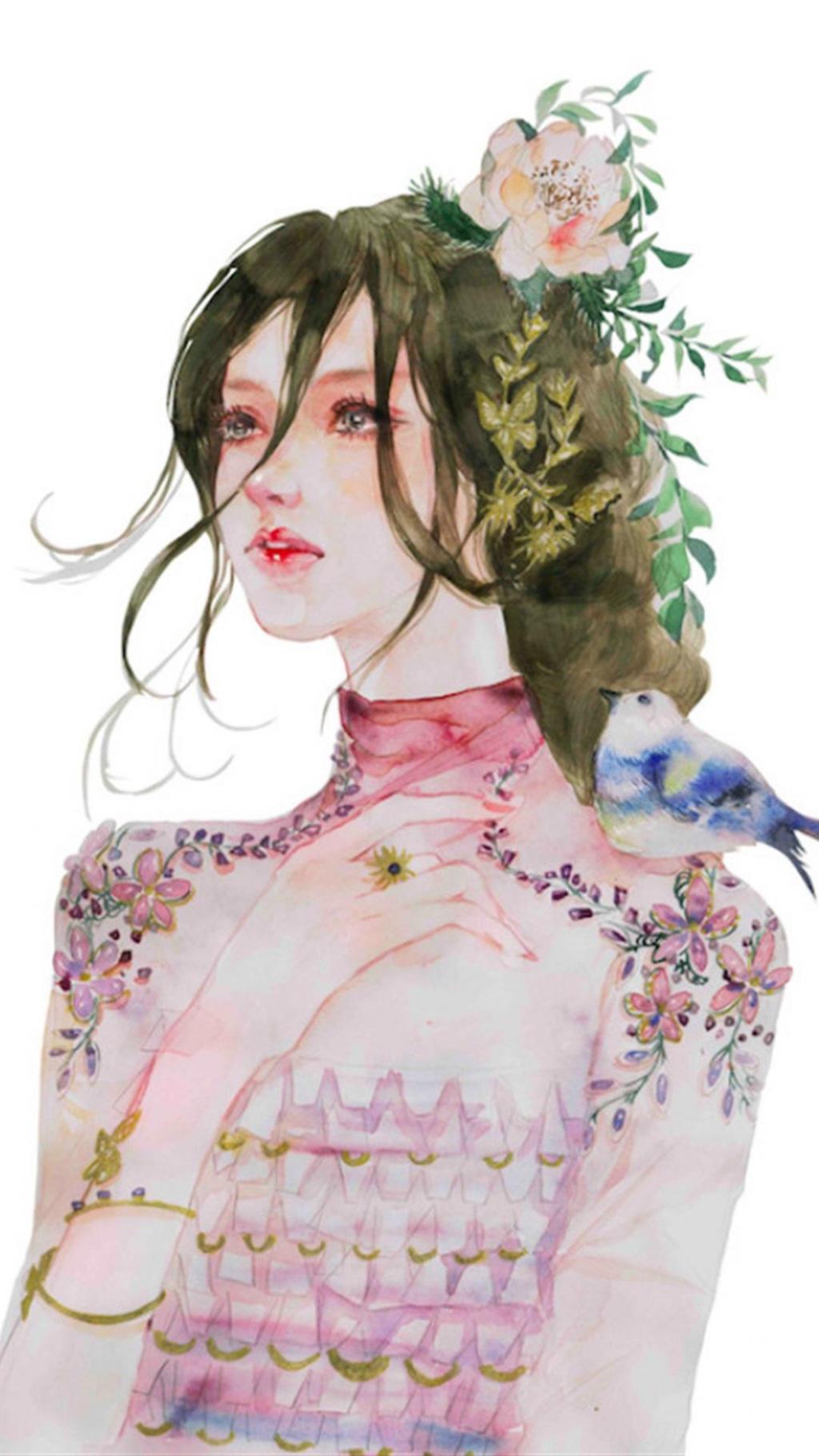 手绘水彩花仙子