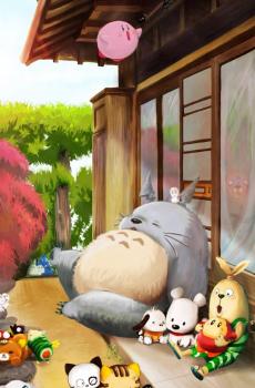 可爱龙猫唯美插画手机壁纸-4