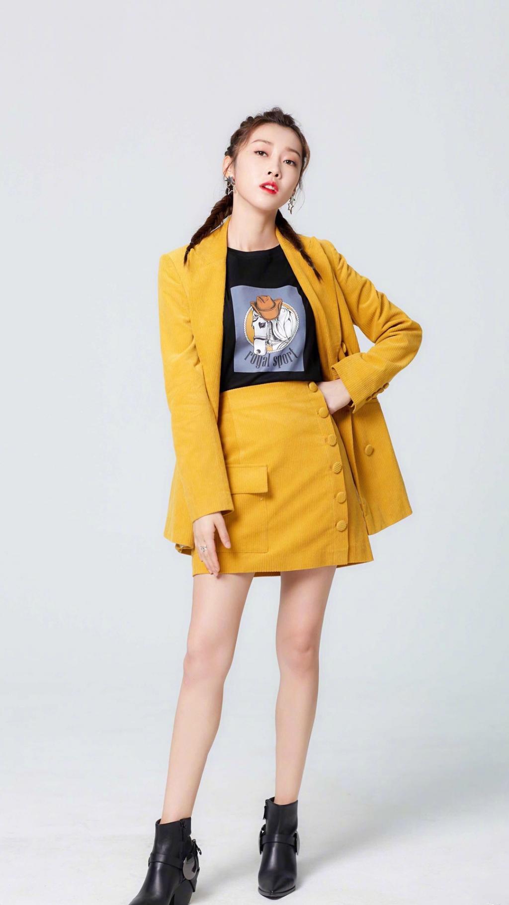 宣璐早秋鹅黄西装