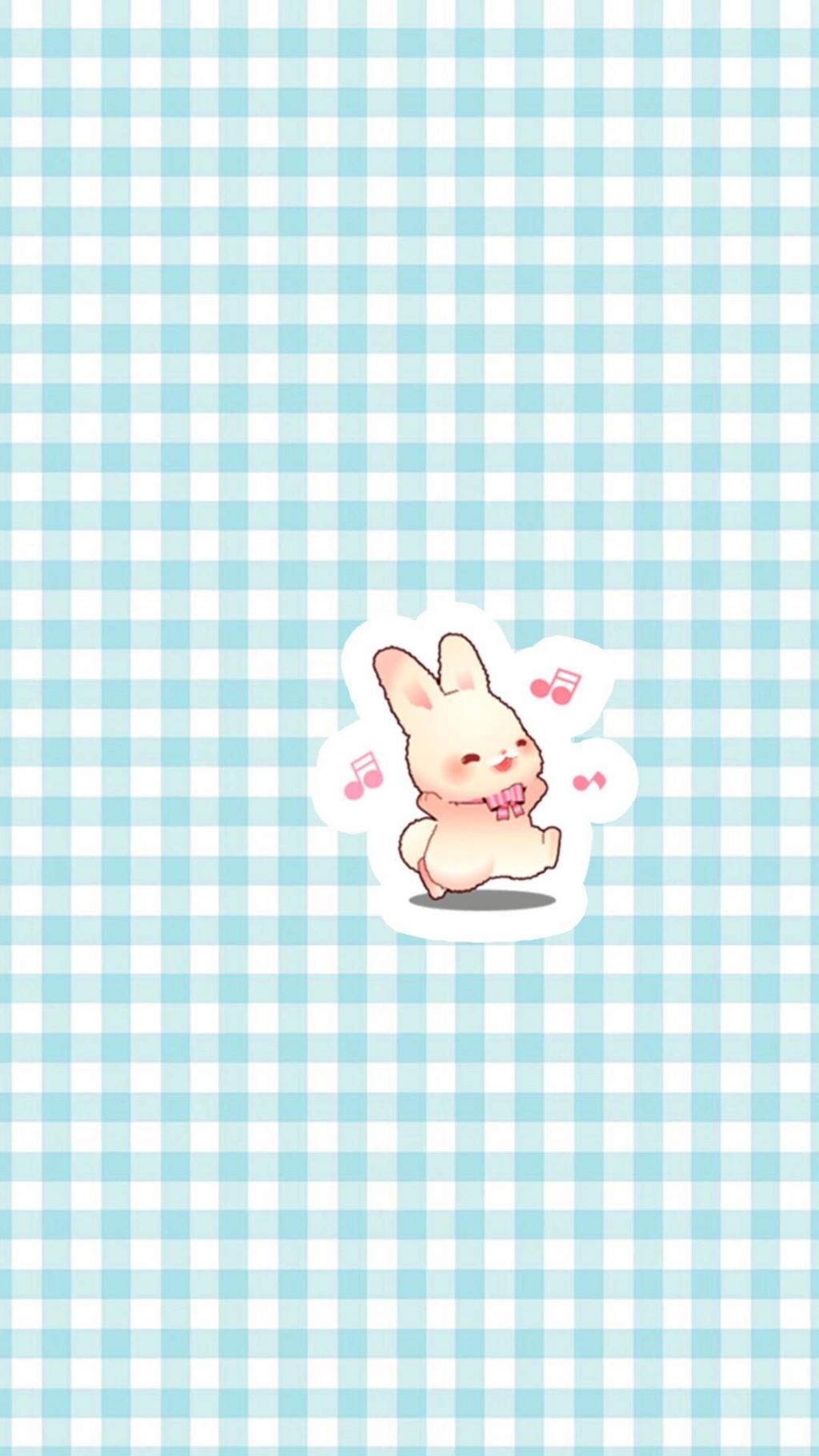 小清新格子兔子图片