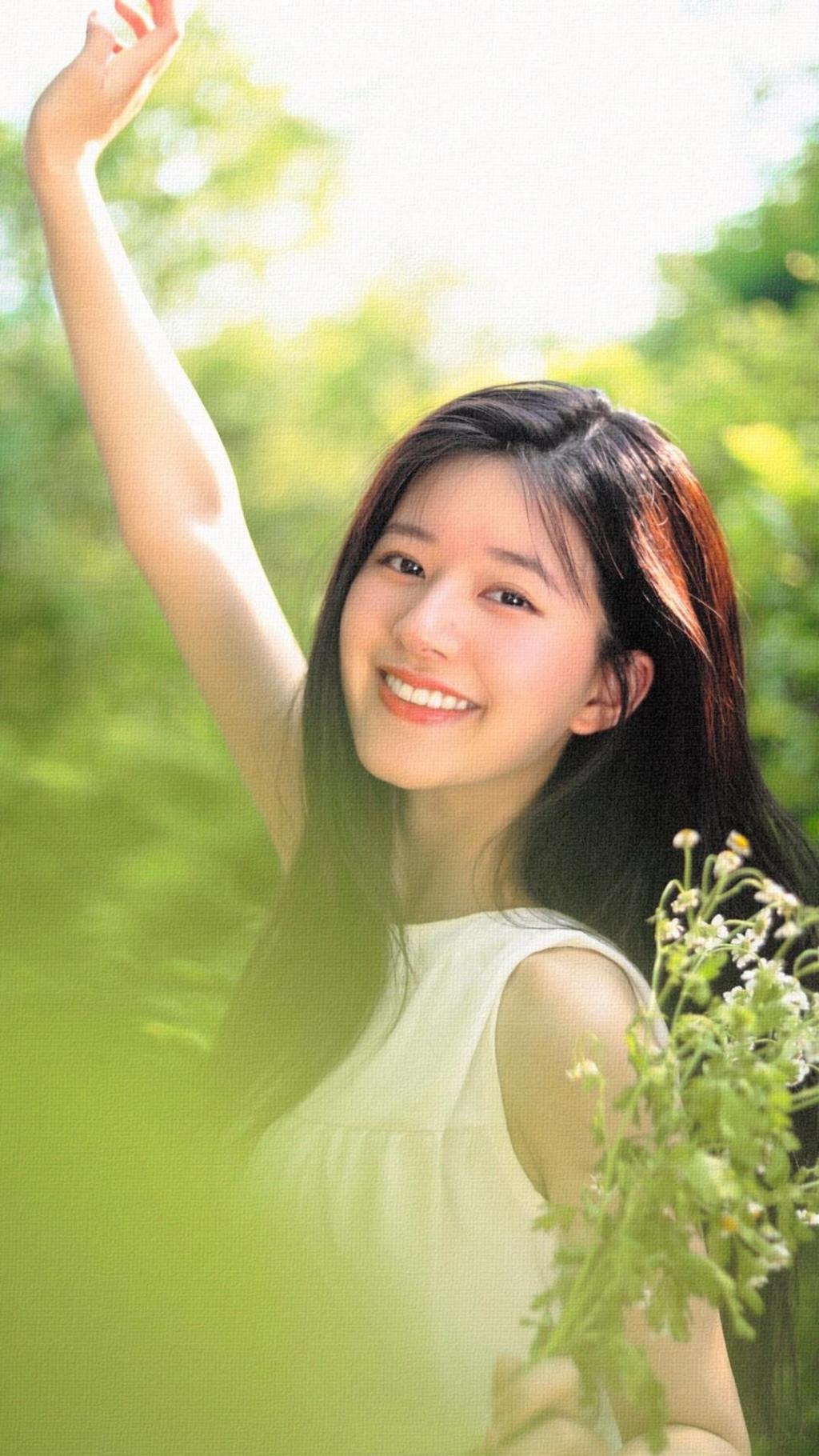 森系气质迷人女神赵露思白色长裙户外写真