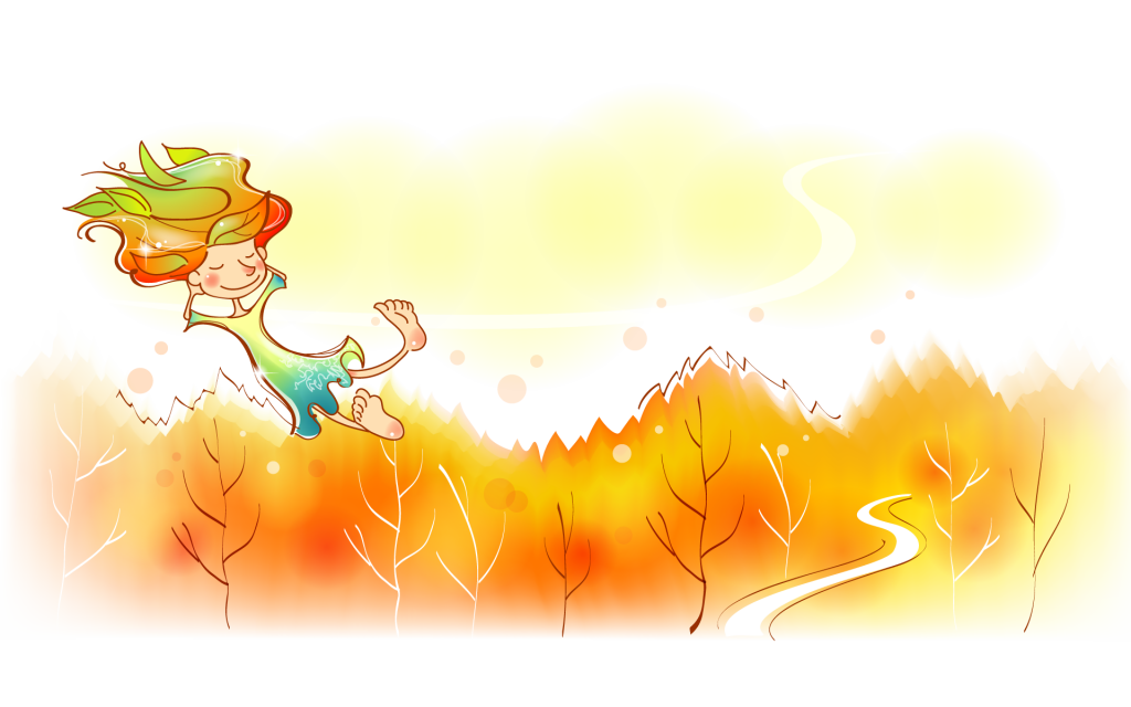 矢量金色秋天儿童