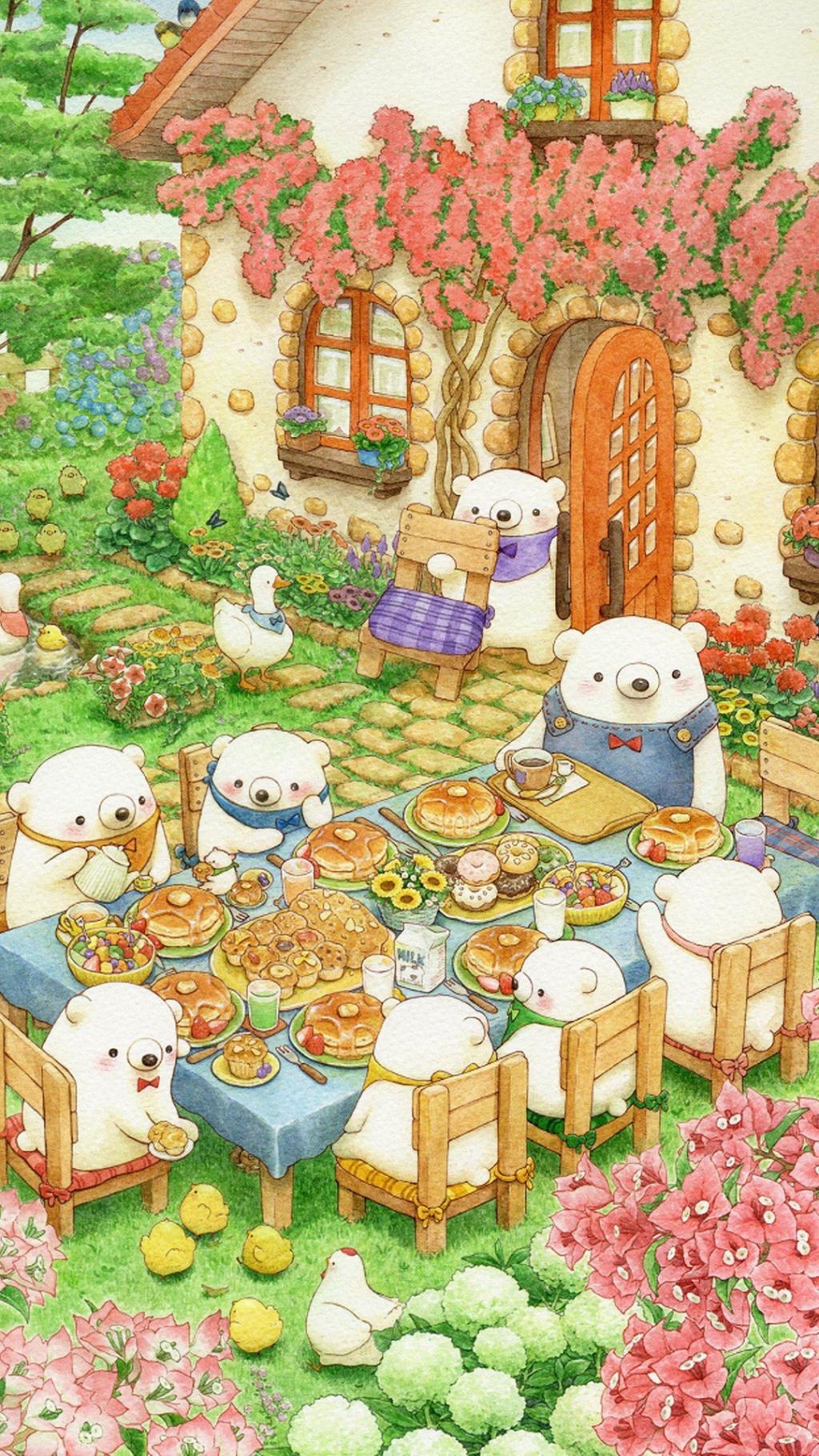 唯美卡通白熊插画