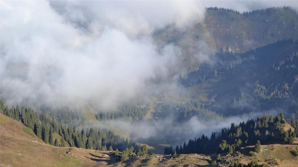 云雾缭绕的大自然山脉风光